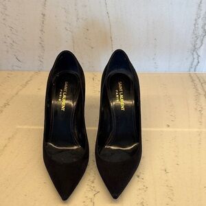 SAINT LAURENT Black Suede Pointed-Toe "ZOE" Pumps 85mm size 35/5